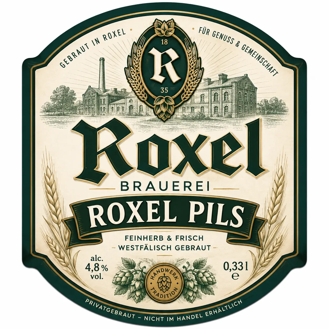 Eigenständig gestaltetes Fanetikett für Roxel Pils